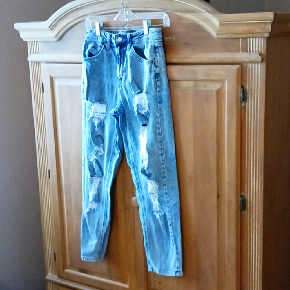 Distressed Blue Jeans - Picture 2 of 8